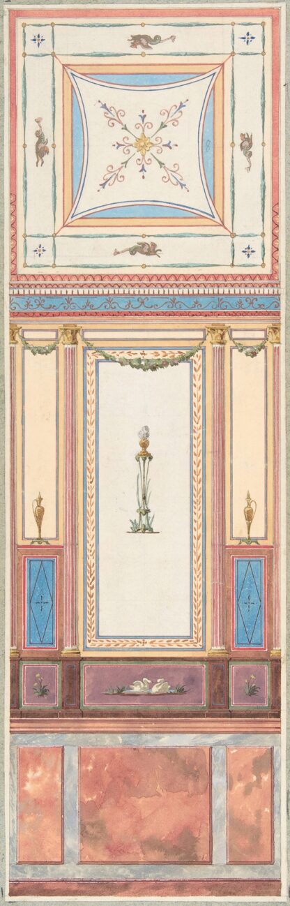 Design for Wall Paneling and Ceiling in Pompeiian Style, The Deepdene, Dorking, Surrey by Jules-Edmond-Charles Lachaise