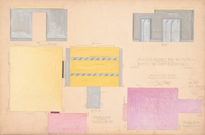 Designs for Modern Hotel Suite, Du Pont Biltmore Hotel, Wilmington, Delaware.] Colour chart for Suite 210 by Winold Reiss