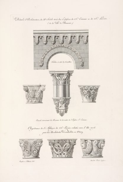 Détails d’architecture, du XIe. siècle tirés des edifices de St. Étienne et de St. Lucien. by Nicolas Xavier Willemin