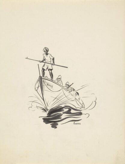 Drie mannen op een boot by F. Ockerse
