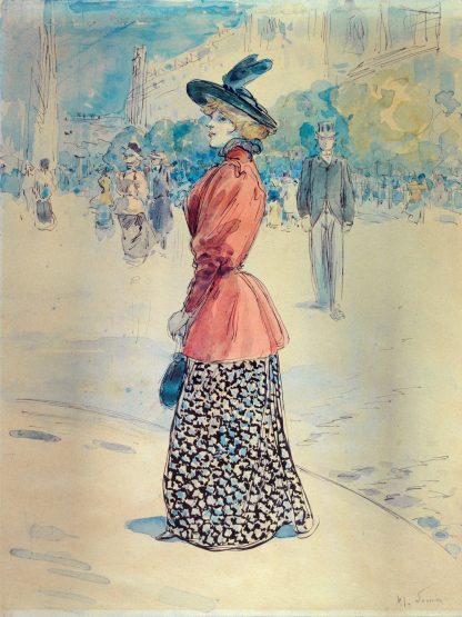 Elégante sur un boulevard by Henri Somm