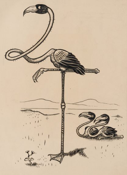 Eleven comic strip frames of flamingo shaping figures with its long neck Pl.4 by Franklin Morris Howarth