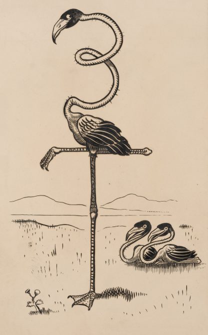 Eleven comic strip frames of flamingo shaping figures with its long neck Pl.5 by Franklin Morris Howarth
