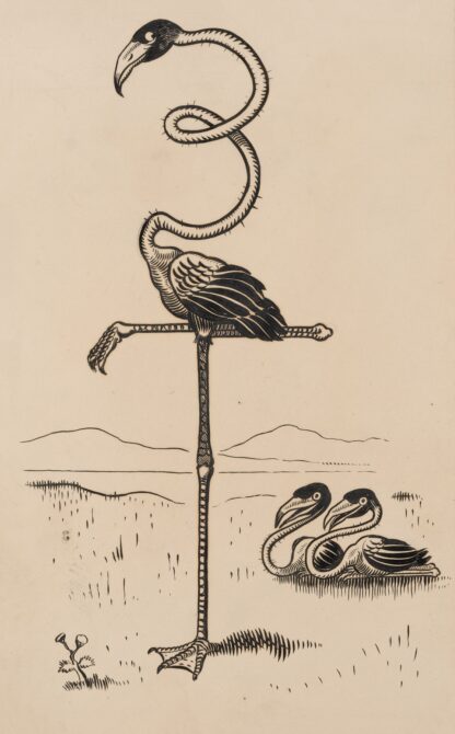 Eleven comic strip frames of flamingo shaping figures with its long neck Pl.5 by Franklin Morris Howarth