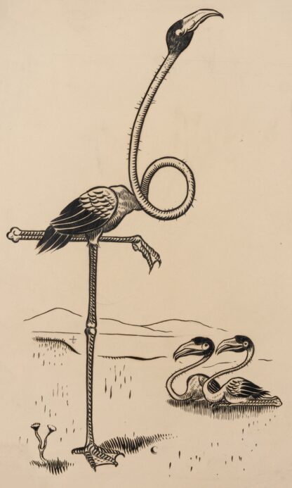 Eleven comic strip frames of flamingo shaping figures with its long neck Pl.8 by Franklin Morris Howarth