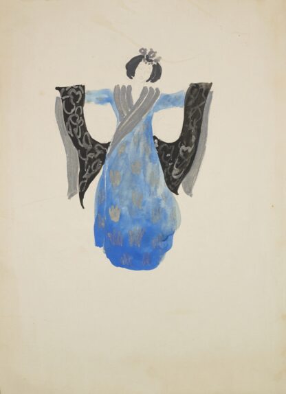 Emperor’s New Clothes: Blue dress with silver neckline and print by Andrei Hudiakoff