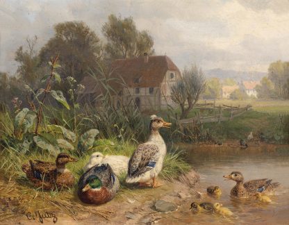 Enten am Teich by Carl Jutz