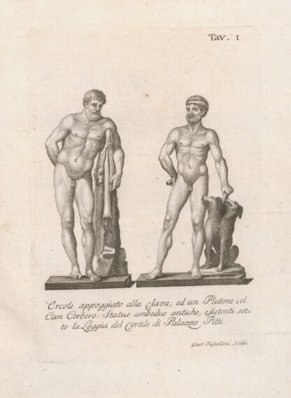 Ercole appoggiato alla clava; ed un Plutone col Can Cerbero by Gaetano Vascellini