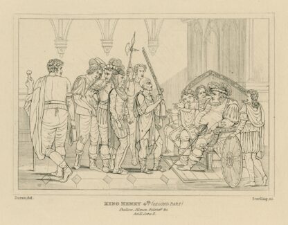 Falstaff at Justice Shallows; … ‘Come manage me your caliver’, King Henry IV, part 2, act 3, sc. 2 by William Francis Starling