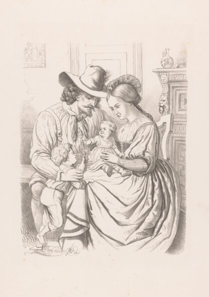 Family with young children by Wilhelmus Petrus van Geldorp