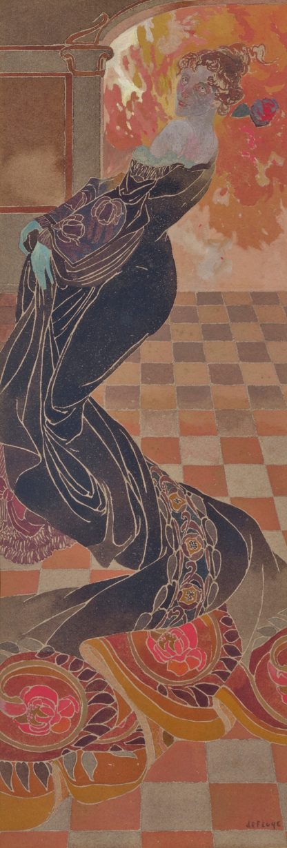 Femme à la robe noire devant un feu, dite; ‘La Folle’ by Georges de Feure