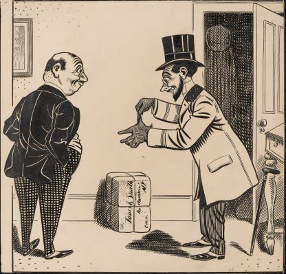 Five comic strip frames of man with string tied around his finger Pl.4 by Franklin Morris Howarth