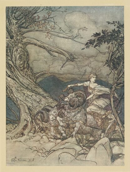 Fricka approaches in anger by Arthur Rackham