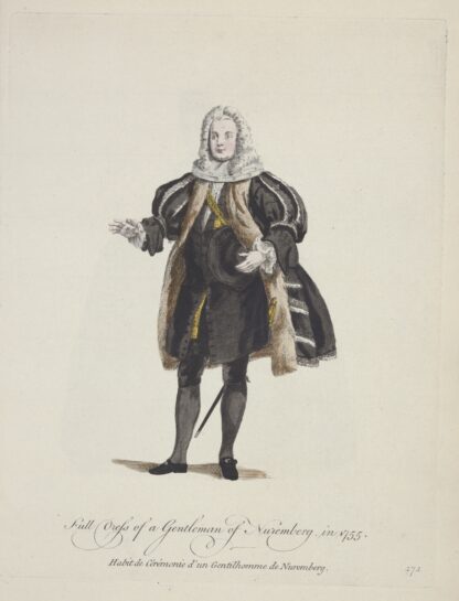 Full dress of a gentleman of Nuremberg in 1755. Habit de cérémonie d’un gentilhomme de Nuremberg. by Charles Grignion