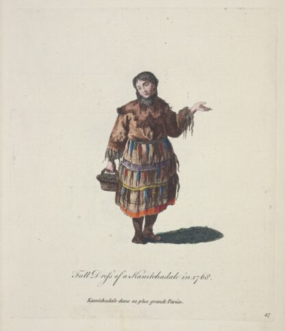 Full dress of a Kamtchadale in 1768. Kamtchadale dans sa plus grande Parûre. by Charles Grignion
