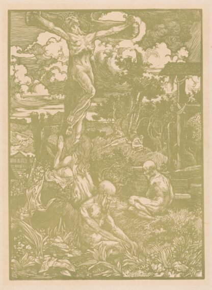 Gekruisigde man in heuvellandschap by Johannes Josephus Aarts