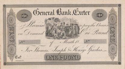 General Bank Exeter one pound note by Perkins & Heath