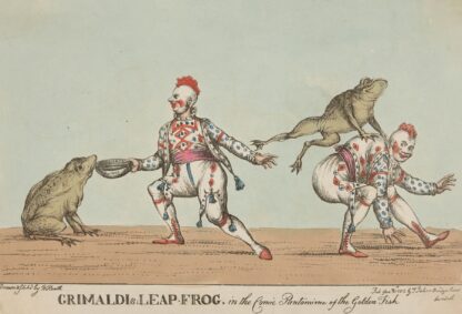 Grimaldi’s leap frog, in the comic pantomime of The Golden Fish. by William Heath