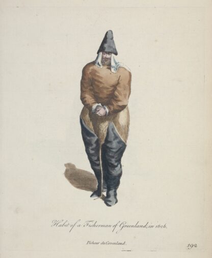 Habit of a fisherman of Greenland in 1626. Pêcheur de Groenland. by Charles Grignion