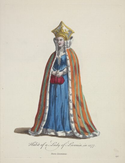 Habit of a lady of Livonia in 1577. Dame Livonienne. by Charles Grignion