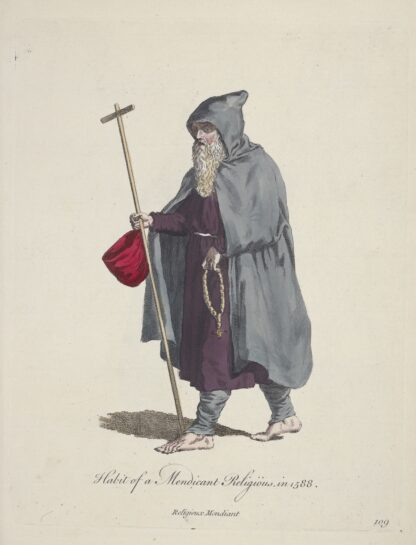 Habit of a mendicant religious in 1588. Religious mendicant. by Charles Grignion