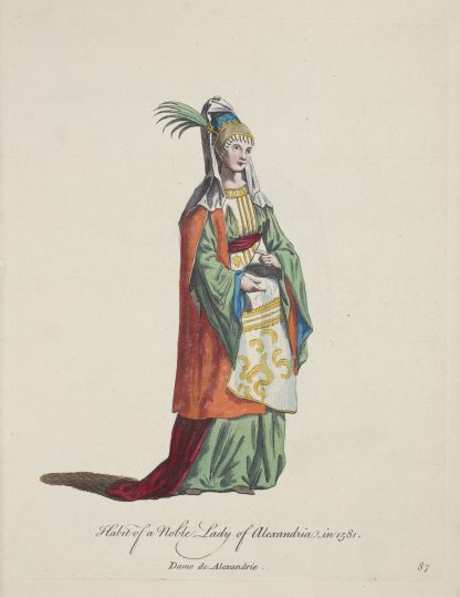 Habit of a noble lady of Alexandria in 1581. Dame de Alexandrie. by Charles Grignion