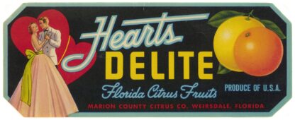 Hearts Delite Florida Citrus Fruit Label by Anonymous