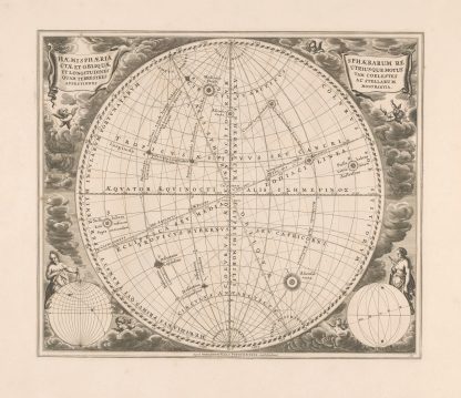 Hemelkaart met rechtopstaande en schuine aardbol Haemisphaeria sphaerarum rectae by Peter Schenk the Elder