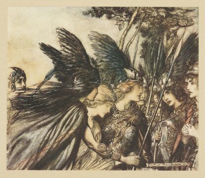 ‘I flee for the first time and am pursued; Warfather follows close… by Arthur Rackham