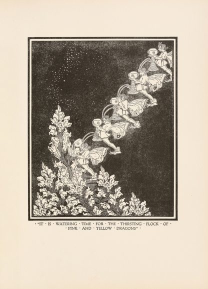 It is watering time for the thirsting flock of pink and yellow dragons by Dugald Stewart Walker