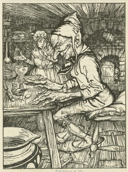 Jack sneaks into the giant’s house by Arthur Rackham