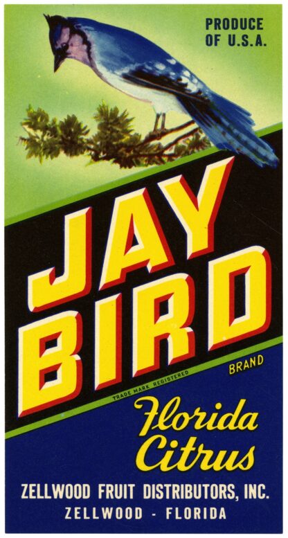 Jay Bird Brand Florida Citrus Label by Anonymous