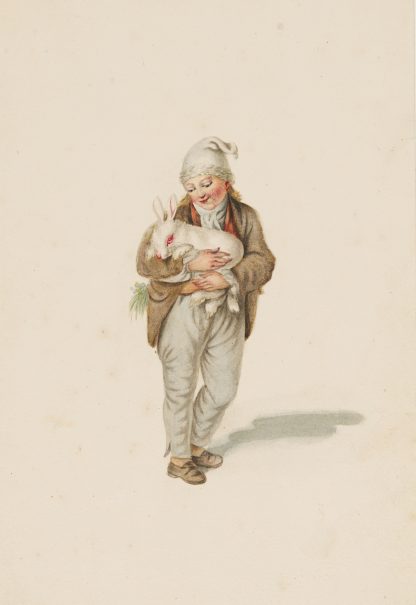 Knabe mit weissem Kaninchen by Gottfried Mind