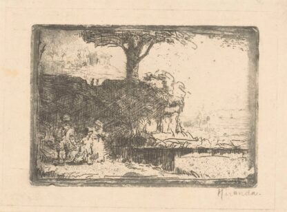 Landschap met drie figuren by Abraham de Miranda