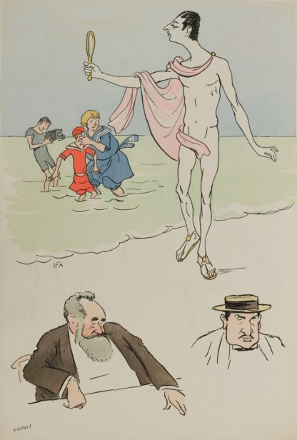 le baron Maurice de Rothschild, Edmond Dreyfus , M Cahen by Georges Goursat (Sem)