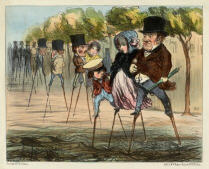Les Parisiens ayant trouvé moyen de circuler en temps de pluie by Honoré Daumier