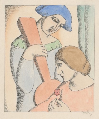 Lovers Harlequin and Columbine by Mikuláš Galanda