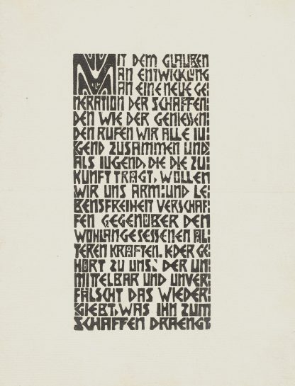 Manifesto of the Brücke artists’ group by Ernst Ludwig Kirchner