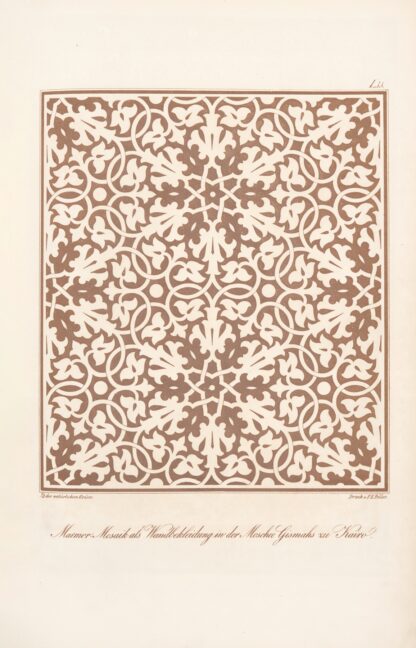 Marmor Mosaik als Wandbekleidung in der Moschee Gismahs zu Kairo 2 by Friedrich Maximilian Hessemer