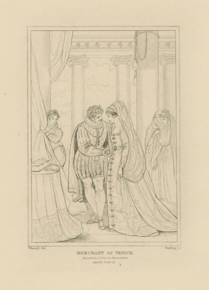 Merchant of Venice, act 3, scene 2 … Bassanio, Portia, and Attendants by William Francis Starling