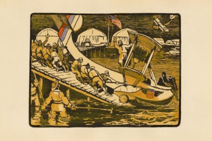Mise à l’eau d’un hydravion escadrille américaine du cap Ferret by Maurice Busset