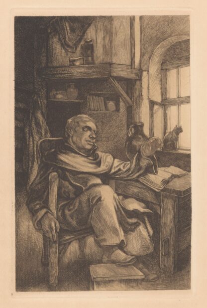 Monnik in studeercel by Johannes Josephus Aarts