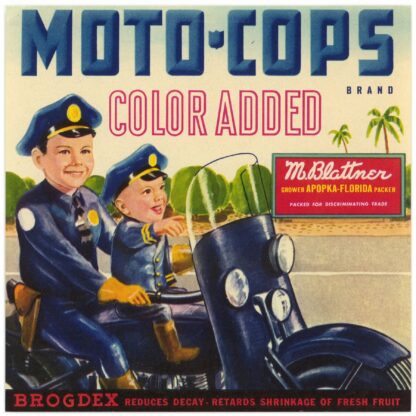 Moto-Cops Brand Produce Label by Anonymous