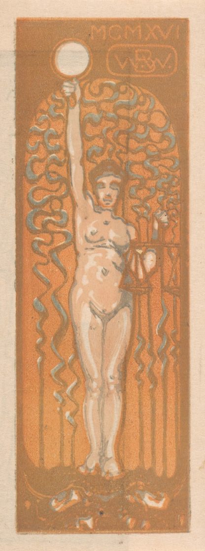 Naakte vrouw met spiegel en weegschaal by Bernard Willem Wierink