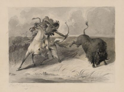 Native American on horseback hunting buffalo by Felix Octavius Carr Darley