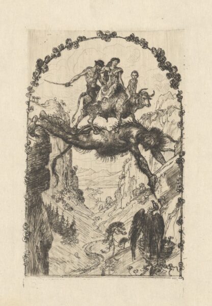 Neujahrskarte Teufelsbrücke by Albert Welti