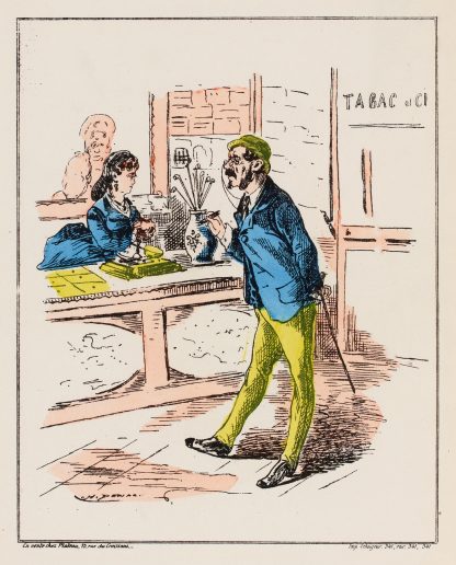 Nos impôts par H. Demare N°18 Moi je m’en fiche si on augmente le tabac je ne fume plus. je me mets à priser by Henri Demare