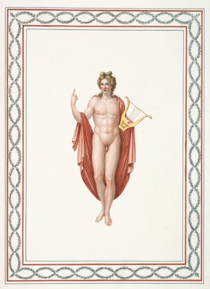 Nude youth with gold harp. by Pierre-Jean Mariette