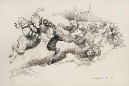 Pan-American as a football game, with the players representing different countries by William Henry Walker