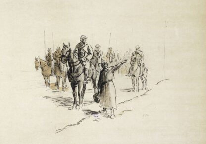 Paysanne donnant la direction à une troupe à cheval by Georges Goursat (Sem)